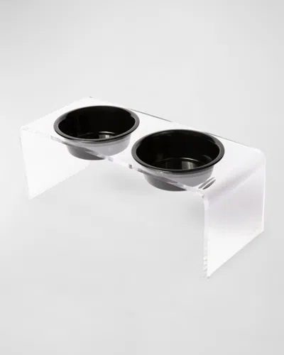 HIDDIN MEDIUM CLEAR DOUBLE BOWL PET FEEDER, 1 QUART