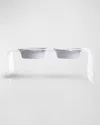 Hiddin Medium Clear Double Bowl Pet Feeder, 1 Quart In White