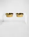 Hiddin Medium Clear Double Golden Bowl Pet Feeder, 1 Qt In Gold