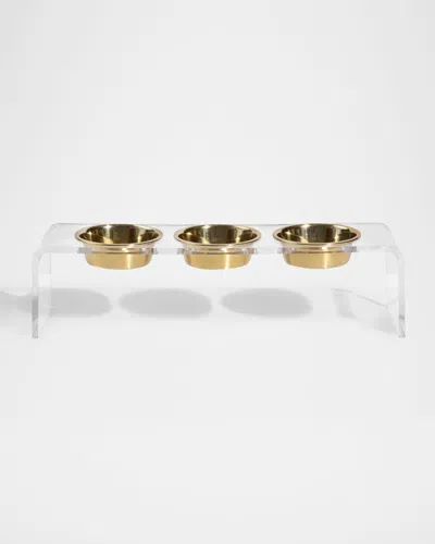 HIDDIN MEDIUM CLEAR TRIPLE BOWL PET FEEDER, 1 QUART