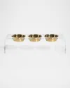 Hiddin Medium Clear Triple Bowl Pet Feeder, 2 Quarts In Clear/gold