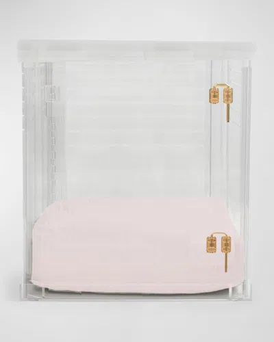 Hiddin Medium Clear View Pet Crate With Golden Latch In Blush