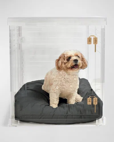 Hiddin Medium Clear View Pet Crate With Golden Latch In Charcoal