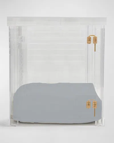 Hiddin Medium Clear View Pet Crate With Golden Latch In Grey