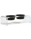 Hiddin Small Clear Double Bowl Pet Feeder, 3.5 Cup Black Bowls In Black