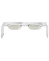 Hiddin Small Clear Double Bowl Pet Feeder, 3.5 Cup White Bowls In White