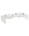 Hiddin Small Clear Double Glass Bowl Pet Feeder, 3.5 Cup Bowls