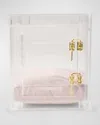 Hiddin Small Clear View Pet Crate With Golden Latch In Blush