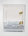 Hiddin Small Clear View Pet Crate With Golden Latch In Grey