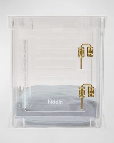 Hiddin Small Clear View Pet Crate With Golden Latch In Grey