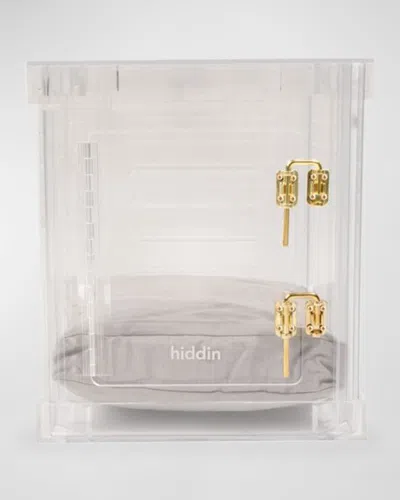 Hiddin Small Clear View Pet Crate With Golden Latch In Khaki