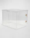 Hiddin Small Clear View Pet Crate With Golden Latches In Clear