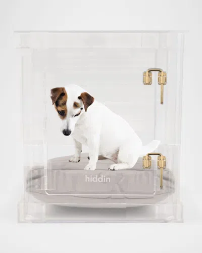 Hiddin Small Clear View Pet Crate With Golden Latches In Brown