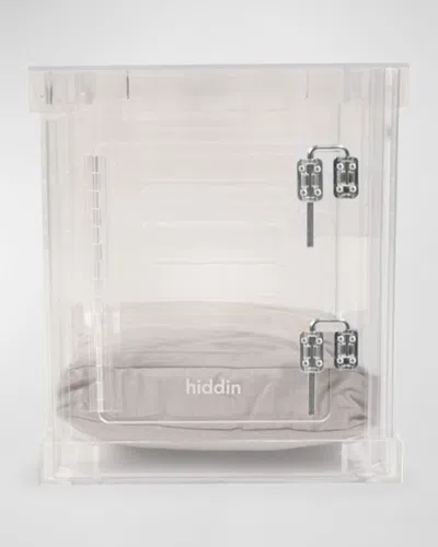 Hiddin Small Clear View Pet Crate With Silver Latch In Transparent