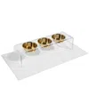 Hiddin Tall 6.5-cup Triple Feeder With Gold Bowls In Clear