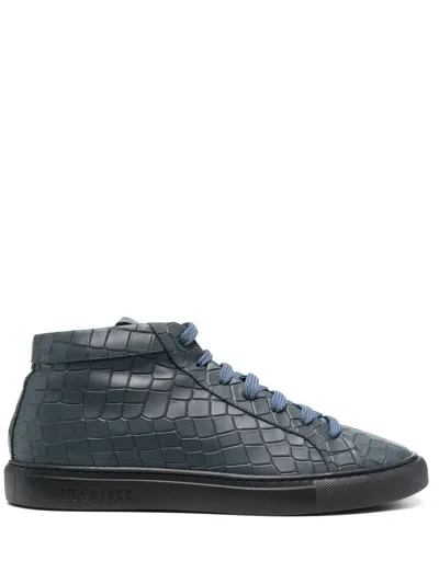 HIDE & JACK CROCO-EMBOSSED HIGH-TOP SNEAKERS