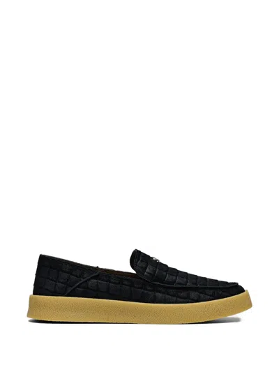 Hide & Jack Crocodile-effect Slip-on Sneakers In Black