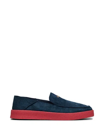Hide & Jack Crocodile-effect Slip-on Sneakers In Blue