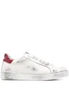 Hide & Jack Distressed-effect Low-top Sneakers In White