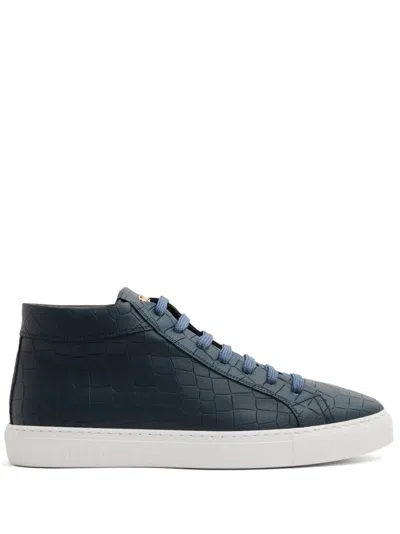 Hide & Jack Essence High-top Leather Sneakers In Blue