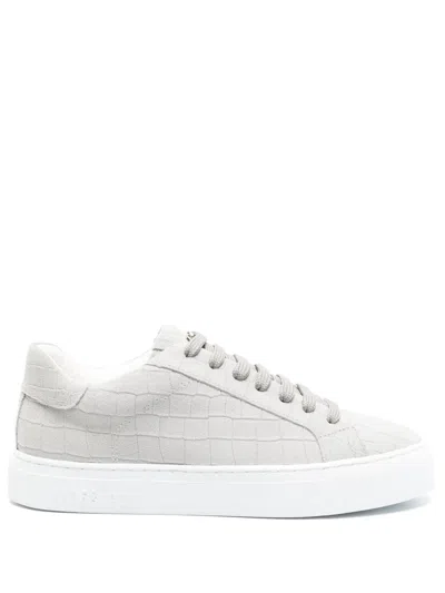 Hide & Jack Embossed-effect Low-top Sneakers In Grey