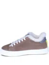 Hide & Jack Fur-trim Sneakers In Brown
