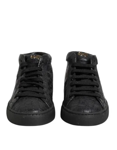 Pre-owned Hide & Jack Leather Lace Up Mid Top Sneakers Women's Shoes () In Black