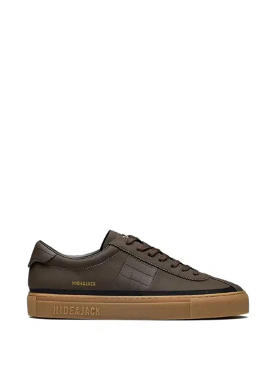 Hide & Jack Retro Croc-effect Panelled Sneakers In Yellow