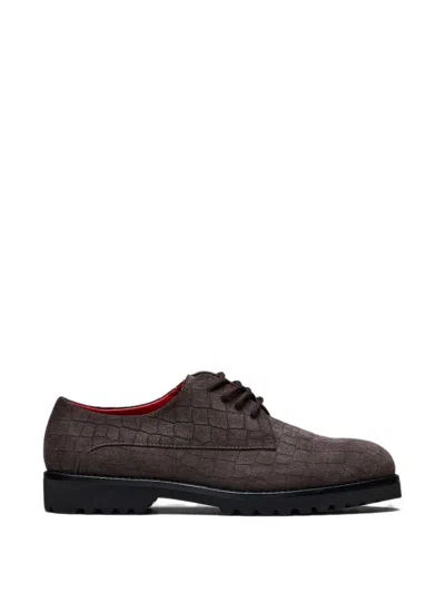 Hide & Jack Spencer Croc-effect Lace-up Derby Shoes In Yellow