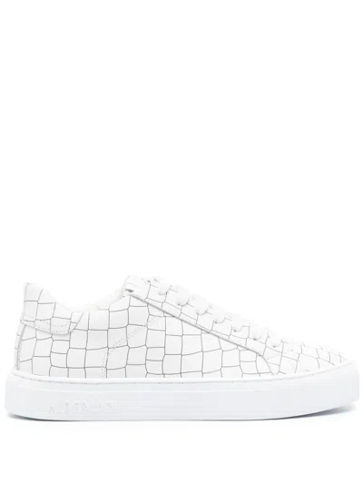 Hide & Jack Essence Croco Textured Sneakers In White