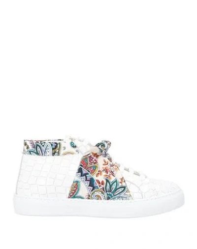 Hide & Jack Woman Sneakers White Size 5 Leather, Textile Fibers