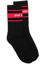 Hide & Jack Ribbed Logo-stripe Socks In Black
