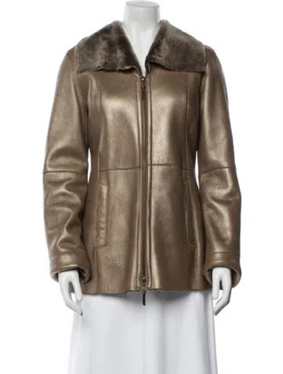 Pre-owned Hide Society Leather Jacket In Brown