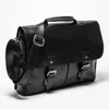 Hides Leather Co. Men's Black Handmade Messenger Briefcase Laptop Bag - Coarse