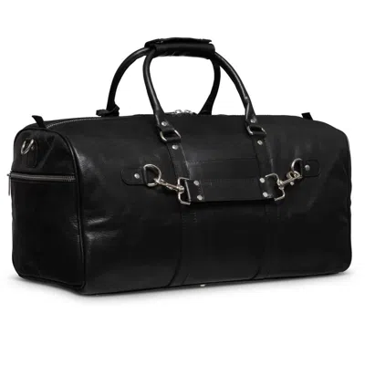Hides Leather Co. Men's Black Large Overnight Bag Genuine Leather Duffle - Traveler
