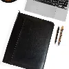 Hides Leather Co. Men's Black Leather Business Folder Organizer, Classic Document Case