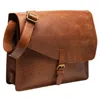 Hides Leather Co. Men's Brown Classic Leather Briefcase, Handmade Crossbody Work & Travel Bag