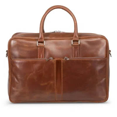 Hides Leather Co. Men's Brown Genuine Leather Laptop Bag, Trolley Sleeve Business Briefcase