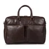 Hides Leather Co. Men's Brown Handmade Leather Briefcase, Slim Laptop Messenger With Shoulder Strap