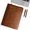 Hides Leather Co. Men's Brown Handmade Leather Document Holder, Zip Organizer Padfolio