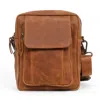 Hides Leather Co. Men's Brown Handmade Leather Satchel Bag, Compact Travel Crossbody Briefcase