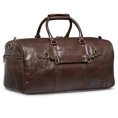 Hides Leather Co. Men's Brown Large Weekender Bag Vintage Leather Duffle - Traveler