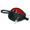 Hides Leather Co. Women's Black / Red Nexus Woven Leather Belt Bag, Minimal Black Waist Purse With Red Lining