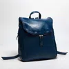 Hides Leather Co. Women's Blue Minimal Genuine Leather Backpack - Kelly