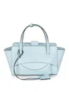 Hidesins Flap Medium Leather Tote Bag In Blue
