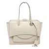 Hidesins Structured Beige Leather Handbag In White