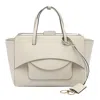 Hidesins Structured Beige Leather Handbag In White