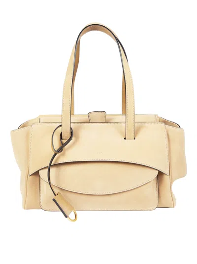 Hidesins Basset Bauletto Calf Leather Handbag In Beige
