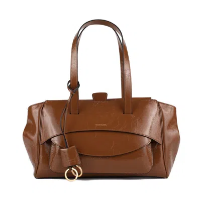Hidesins Basset Elisir Caramel Bag In Shiny Calfskin Leather In Brown