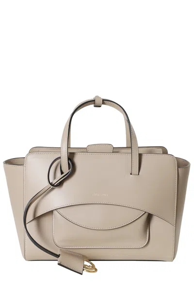 Hidesins Beige Structured Flap M Two-tone Leather Shoulder Bag In Metallic